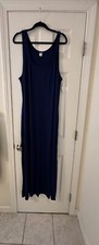 OLD NAVY TANK MAXI DRESS NAVY BLUE COTTON BLEND STRETCH  XXL