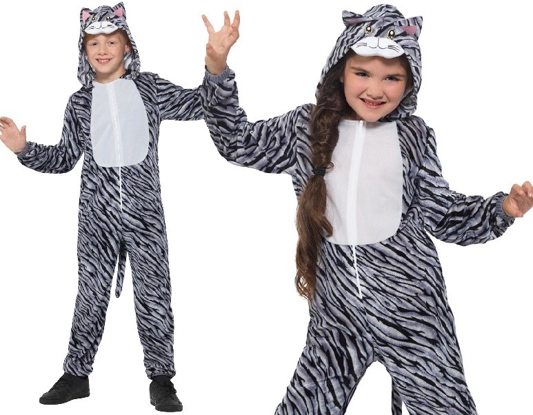 Disfraz de Vestido Elegante Atigrado Gato para Niños Niñas Niños Conjunto Unisex de Smiffys