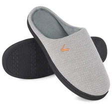 Men's Two-Tone Slippers Slip On Memory Foam Comfy House Shoes Lightweight Ind...