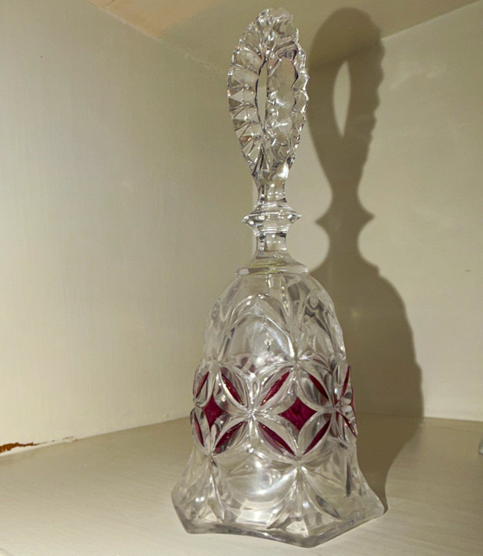 Vintage Hoffbauer Collection Lead Crystal Bell with Burgundy Decoration