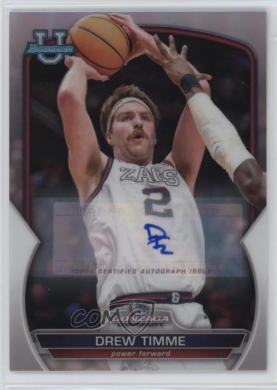2022-23 Bowman U Chrome Prospect Refractor 187/499 Drew Timme #61 Auto 3m8