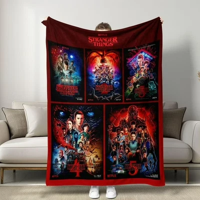 Stranger Things Season Theme Blanket Soft Warm Throw Sofa Bed Home Decor FanGift