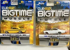 2 x JADA DUB CITY BIG TIME MUSCLE MINT IN PACK '67 CHEVY NOVA SS & '65 IMPALA