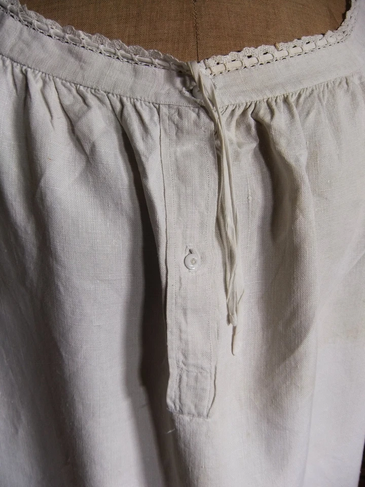 Chemise de nuit dame manches courtes en lin - linge 2è choix - Photo 4/4