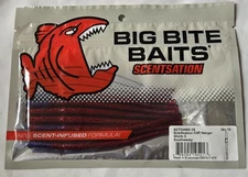 Big Bite Baits Scentsation Cliff Hanger 10 Count Worm 5 "Southwesty" Red/Blue