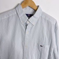NWOT Vineyard Vines Linen Blend Classic Tucker Shirt Blue White Casual Large