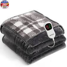 Heated Electric Blanket Full Size - 72"x84" Flannel Heating Blanket with 10 Heat