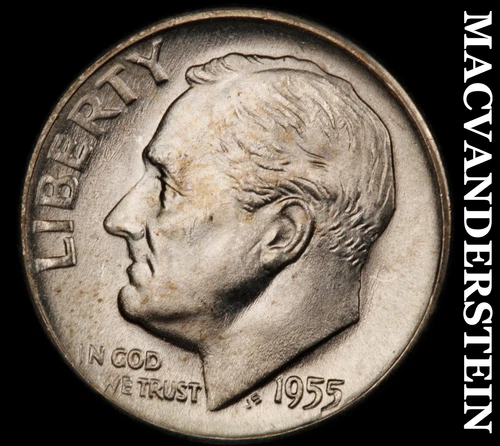 1955-D Roosevelt Dime- Silver- Choice Gem Brilliant Uncirculated Luster #i9001