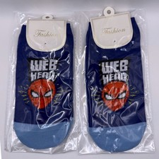 Spider Man Web Head No Show Socks Kids Adult Blue Red Marvel