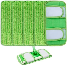 Reusable Pads Compatible with Swiffer Sweeper Mops - Washable 5 Pack, Green 