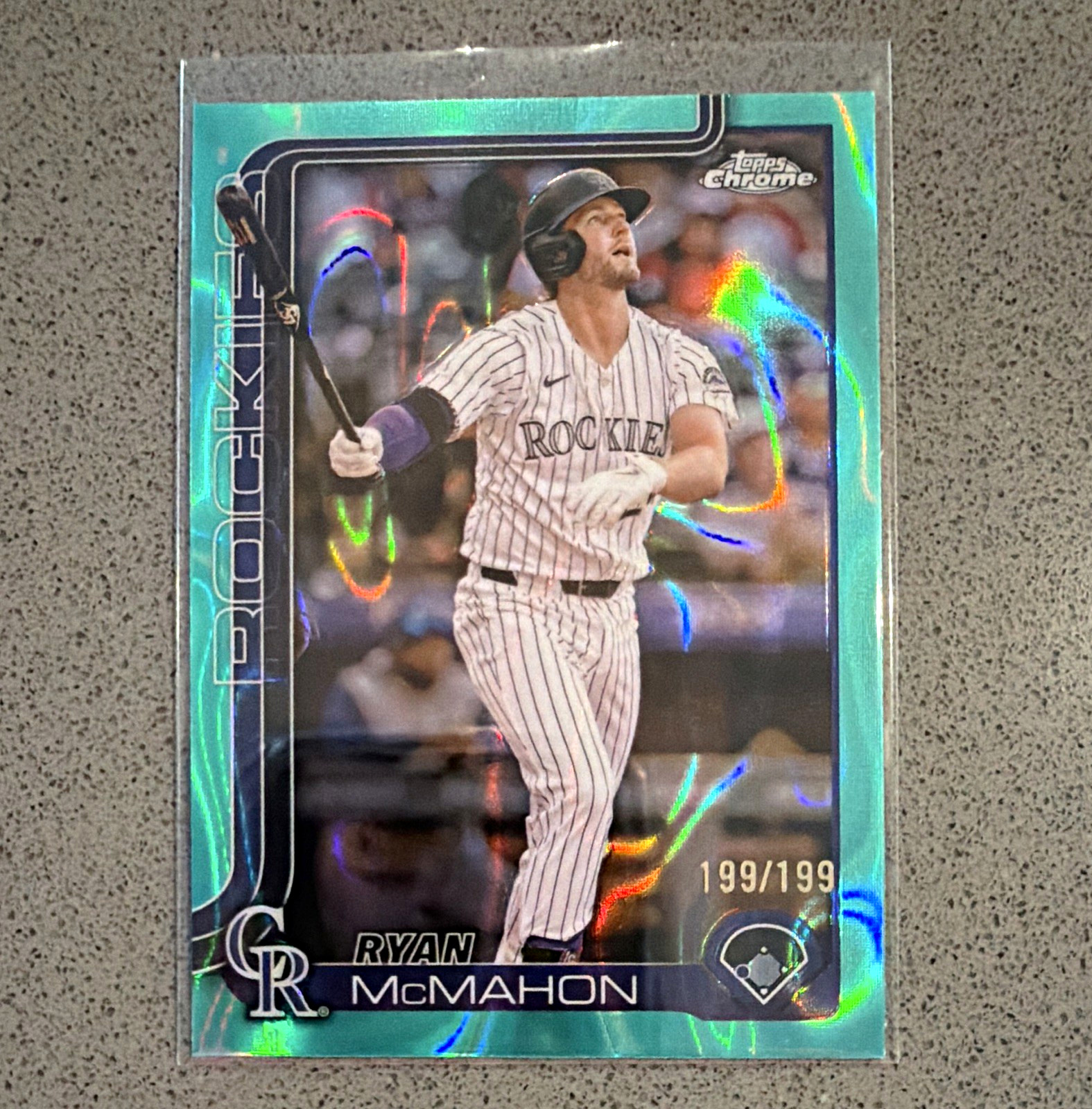 2025 Topps Chrome Ryan McMahon Colorado Rockies Aqua Wave Bookend 199/199 #66