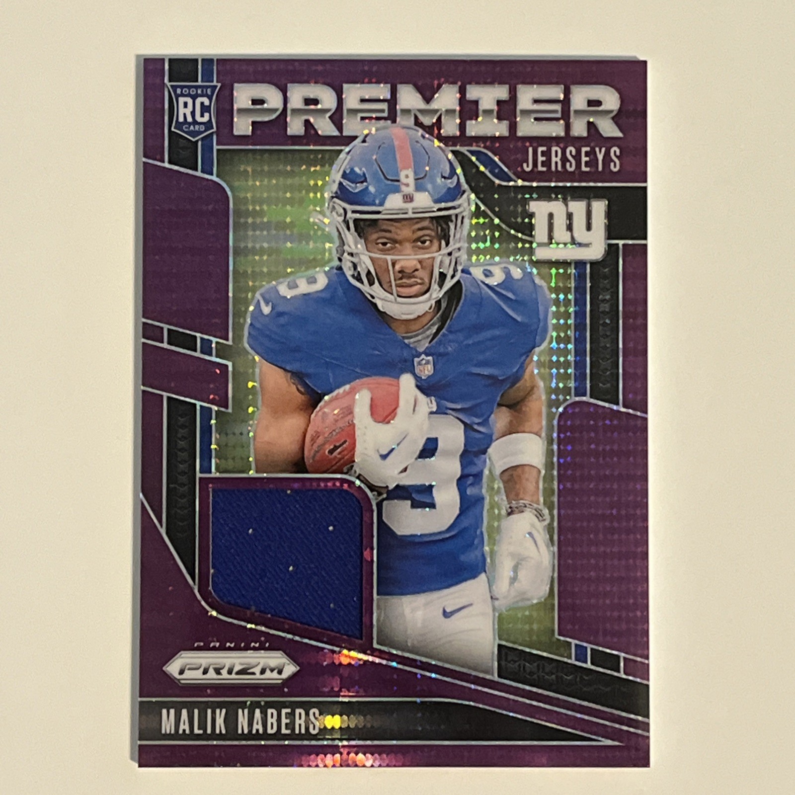 Malik Nabers 2024 Panini Prizm Premier Jerseys #PJ-MNS Purple Pulsar Prizm