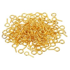 150Pcs 4mm ID x 15mm L Screw Eyes Pin Mini Small Eye Hooks Golden