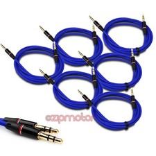 NEW 6X 4FT 3.5MM AUX M/M AUDIO CABLE BLUE FOR LG OPTIMUS G2 L9 HTC ONE MOTO X G