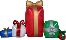 USEDNO RETAIL PACKAGING Airblown Inflatable Fuzzy Gift Box Scene 7.5 FT Length