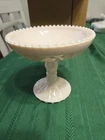 Jeannette Pink Milk Glass Windsor Footed Bowl Pedestal Compote Candy Dish