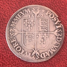 Elizabeth I, Milled Silver 1562 Sixpence Coin 