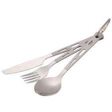 Titanium Flatware Knife Fork Spoon Set Lightweight Ti Camping Utility Cutlery...