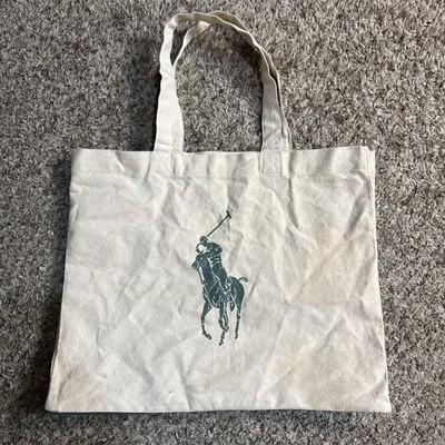 Polo Ralph Lauren Tote Bag 100% Organic Cotton Canvas Green Pony