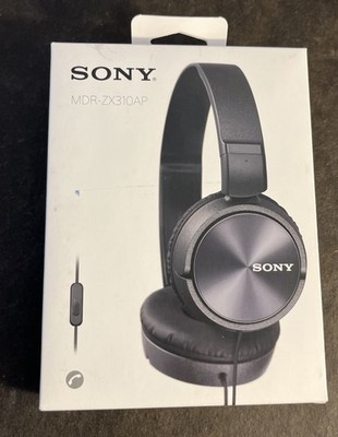 Sony MDR-ZX310AP Series Wired On Ear Headphones Voice Command Mic Black New NOS
