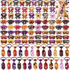 100 Pcs Halloween Dog Bow Ties Small Medium Pet Collar Accessories