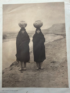 Edward S Curtis - Original Photogravure 14.5 X 18" Zuni girls at the river