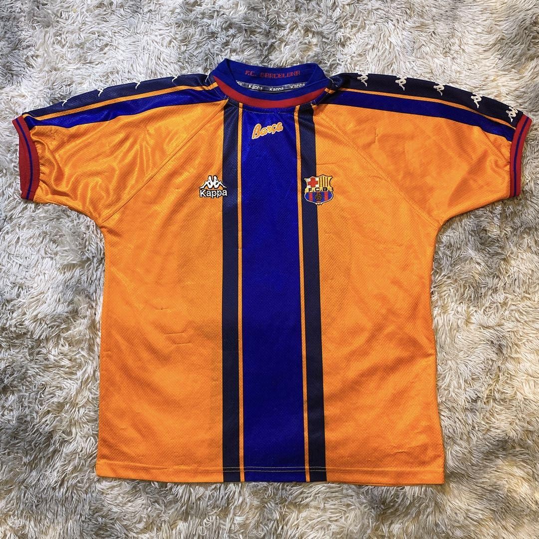 1997-98 kappa バルセロナ　アウェイユニフォーム フィーゴ Kappa 1997-98 FC Barcelona Away Jersey Figo XL Orange