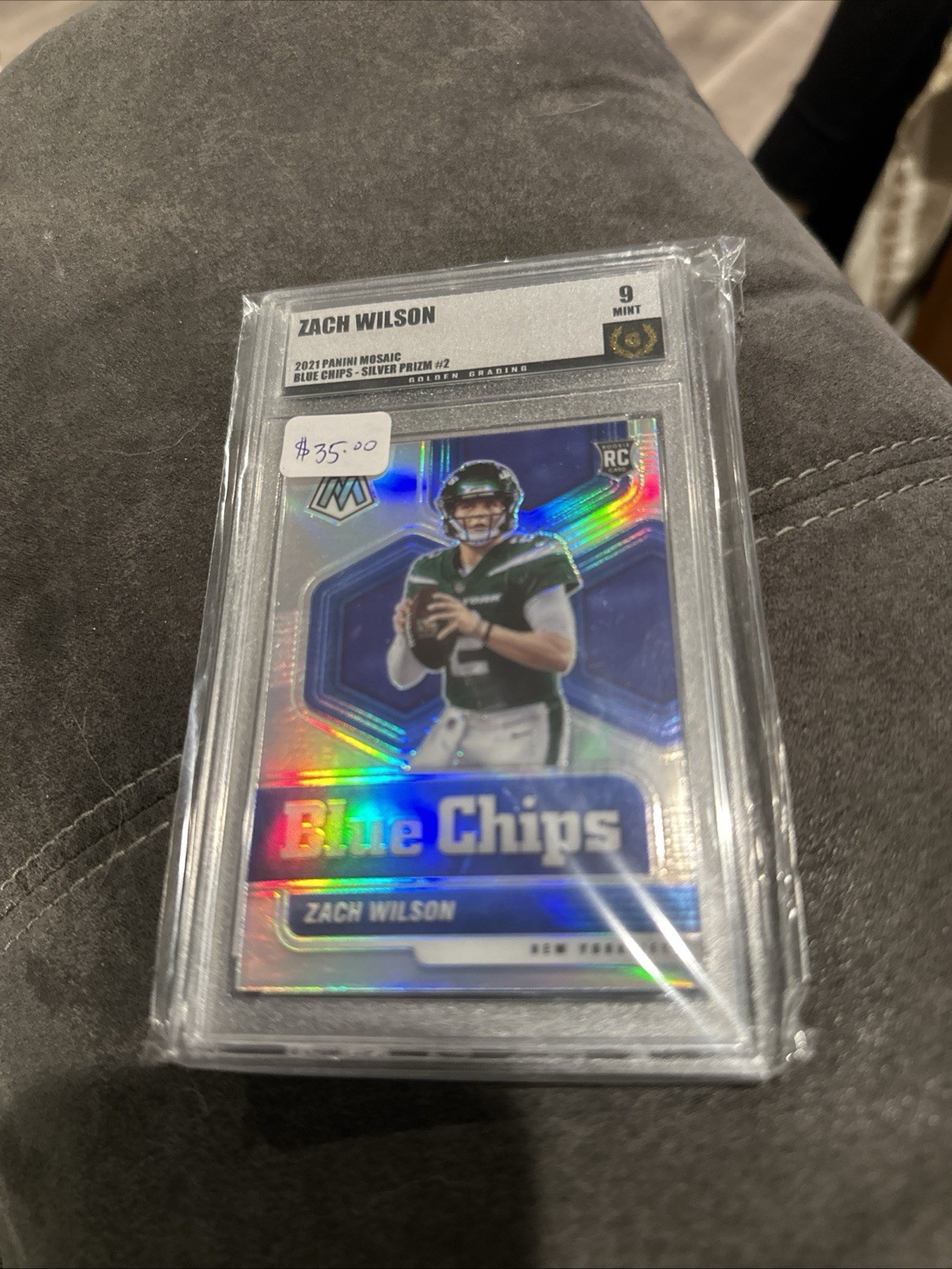 2021 Panini Mosaic #2 Zach Wilson Blue Chips Rookie Card Silver Prizm