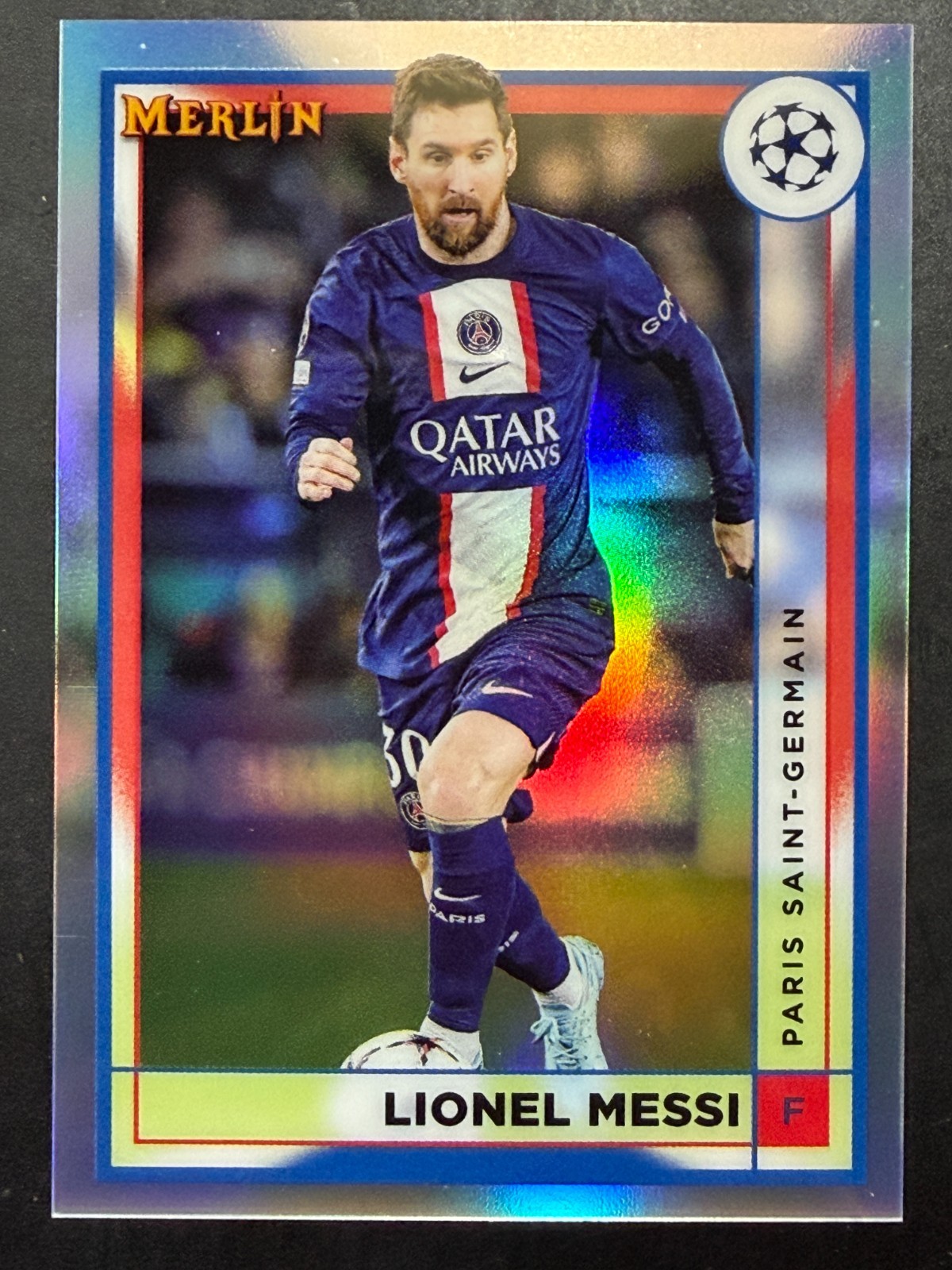 2022-23 Topps Merlin UEFA Club Competitions - Lionel Messi #104 Refractor view 1
