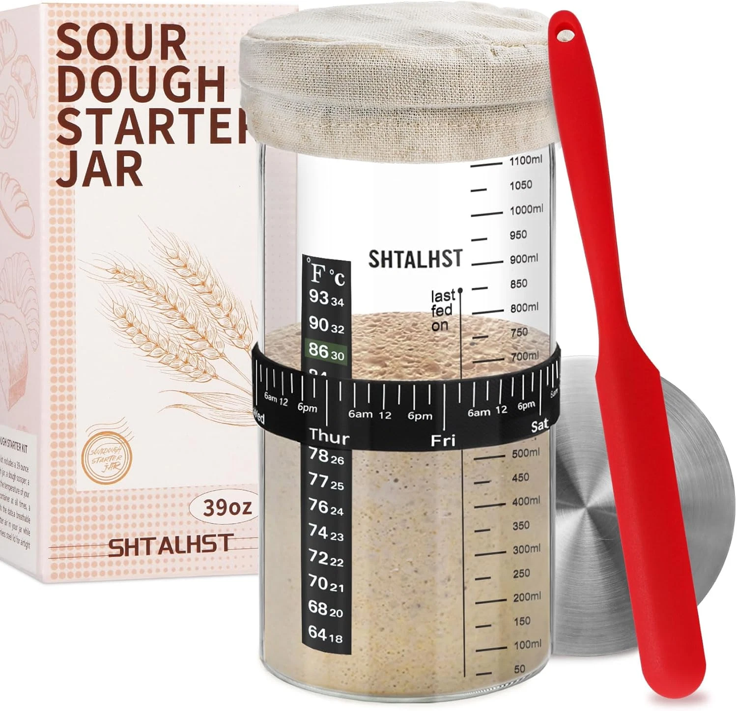 Sourdough Starter Jar Kit-1100Ml/39Oz, Sourdough Starter Kit, Sour Dough Starter