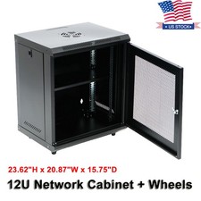 12U Wall Mount Network Server Rack Cabinet Enclosure 15.7'' Deep Door Lock