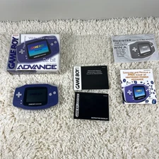 Nintendo Game Boy Advance AGB-001 Indigo Purple Handheld GBA Complete in Box CIB