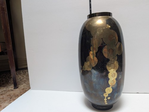 Etched India Metal Black Vase - Picture 2 of 6