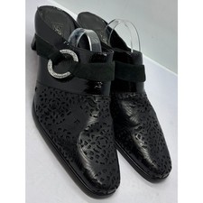 Brighton Talent Black Mules Size 9.5 Black Clog Slip On Heels Made in Brazil