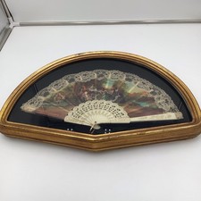 Collectable Vintage Hand Painted Victorian Hand Fan Framed