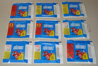 9 Vintage 1968 GUARANTEED ORIGINAL Topps Football Card 5¢ Wax Pack Wrapper ONLY