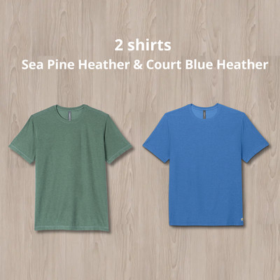NWT Vuori Men's Strato Tech Tee - Sea Pine Heather & Court Blue Heather - NEW