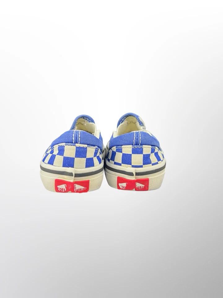 Usado en Excelente Condición Vans Clásico Zapatos de Skate a Cuadros Sin Cordones Azul Blanco Lona Niño Pequeño 10.5 Foto 2 de 4