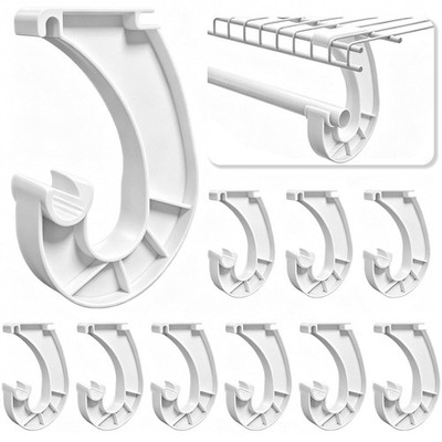 10 Pcs Hanging Closet Rod Support Plastic Brackets 3/4 Wardrobe Rod JShaped