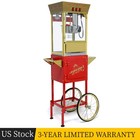 12oz Movie Theater Popcorn Machine Cart Vintage Style Popper Maker Cart w/ Wheel