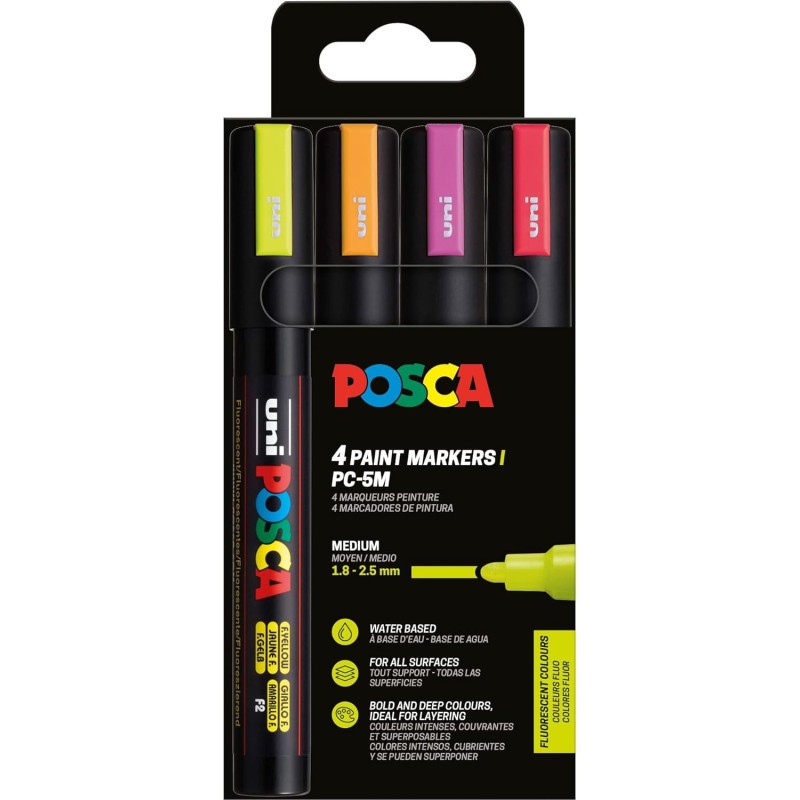 Marqueurs fluos POSCA PC5M pour illuminer vos projets de loisirs créatifs