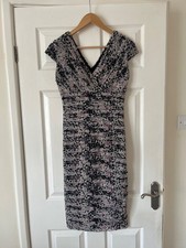 Debut Debenhams ladies black and pink patterned sleeveless bodycon dress size 8