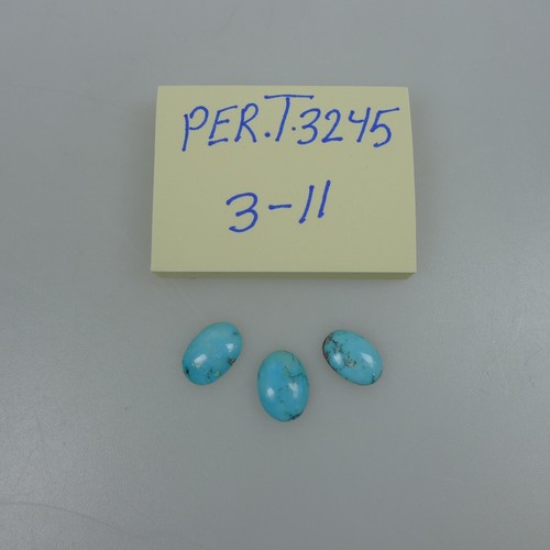 Persian Turquoise 100% Natural 3 Oval Shape Cabochon 9.27 TCW - Picture 2 of 3