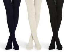 Jefferies Womens Nylon Tights Rib Pattern Opaque Dress Footed Stockings 1 Pack