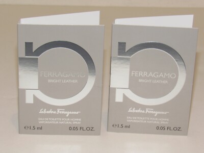 2 Salvatore Ferragamo Bright Leather Eau de Toilette 0.1 Oz 3 mL TOTAL For Men