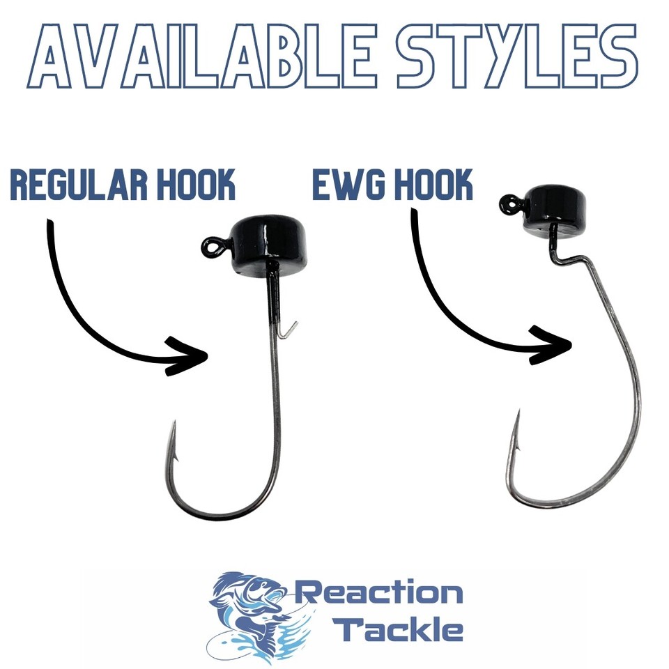 Reaction Tackle Tungsten Ned Rig Jig Heads - Mushroom Head, Weedless, 1/6oz, 5-Pack (White, EWG 3/0 Hook) - View #2