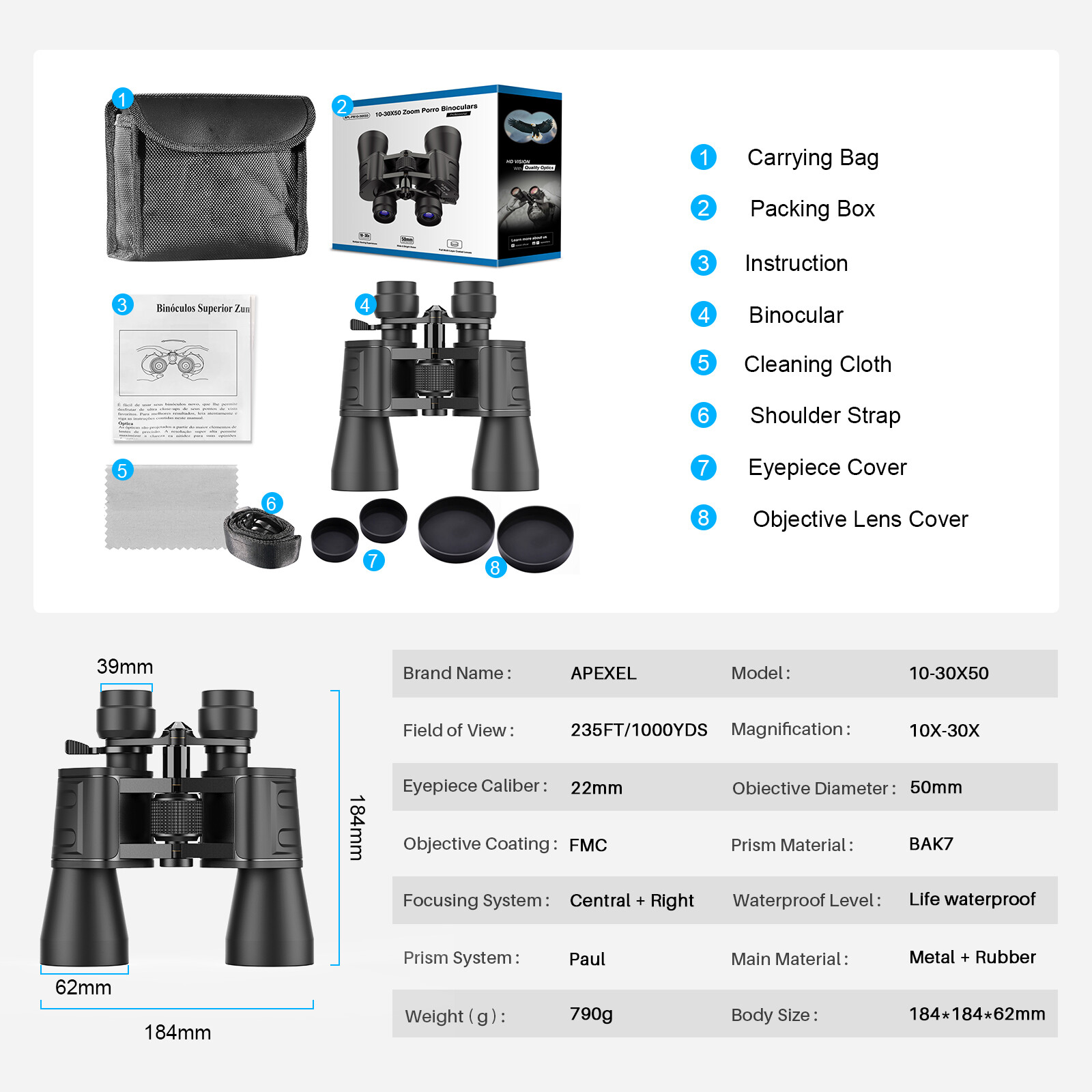 APEXEL HD Powerful Binoculars 1030X50 Super Zoom Telescope for Outdoor Camping eBay