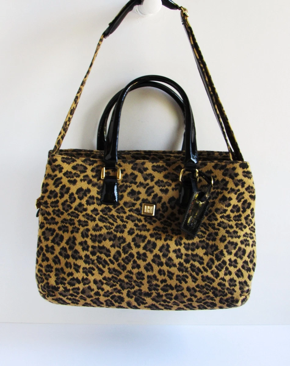 DIANE VON FURSTENBERG Madagascar Collection Leopard Print Canvas XL 2-Way Bag