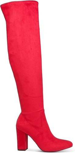 WILD PAIR Womens Red 19.5 Boot Height Bravy Toe Block Heel Heeled Boots 7 M - Picture 3 of 3