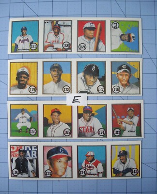 Negro League E Major League Baseball 16 Cards 4 Uncut Strips Ball Cap Co Nice 